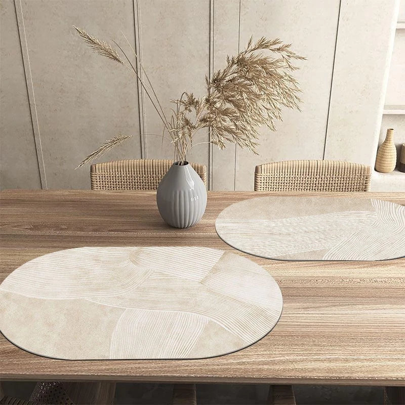 Kitchen Oval Shape Placemats Pu Leather Dining Insulation Mat Non-slip Tableware Mug Coaster Kitchen  Nordic Home Decor