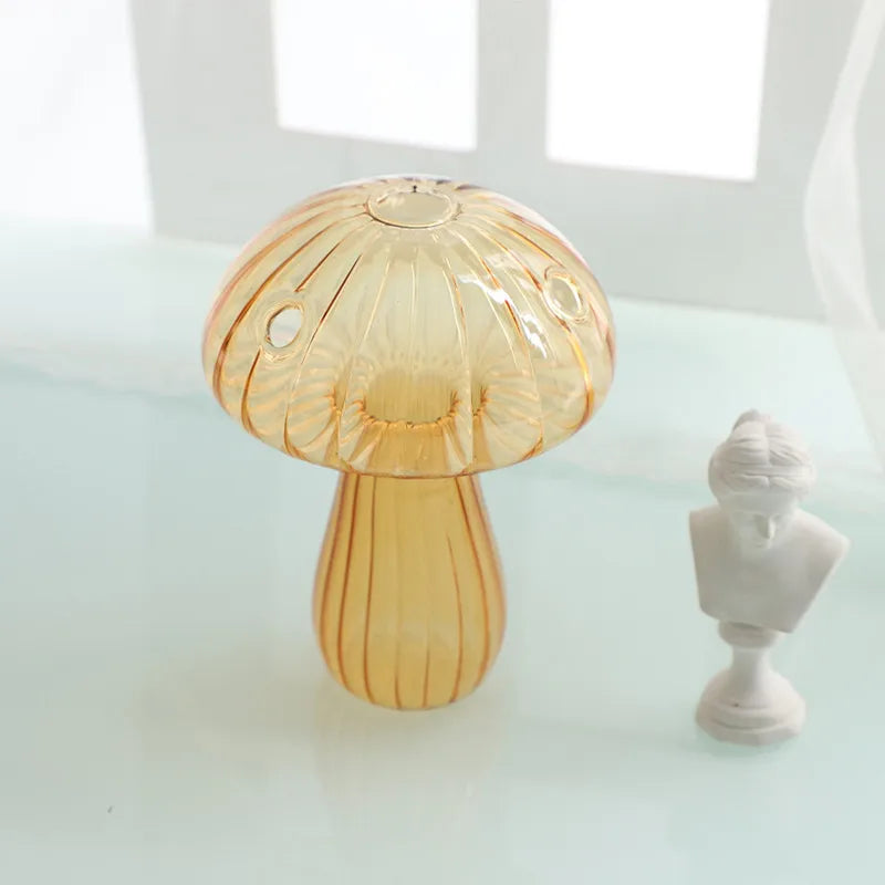 Mini Mushroom Glass Vase Hydroponic Aromatherapy Bottle Hydroponic Flower Plant Decoration Home Nordic Vase Table Creative Vase