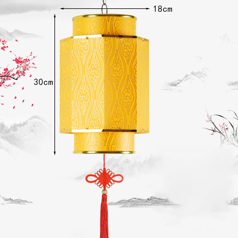 Chinese Red Lantern Chandelier Manual Material Outdoor Waterproof Sunscreen Printed Antique Sheepskin Festival Decor Lantern