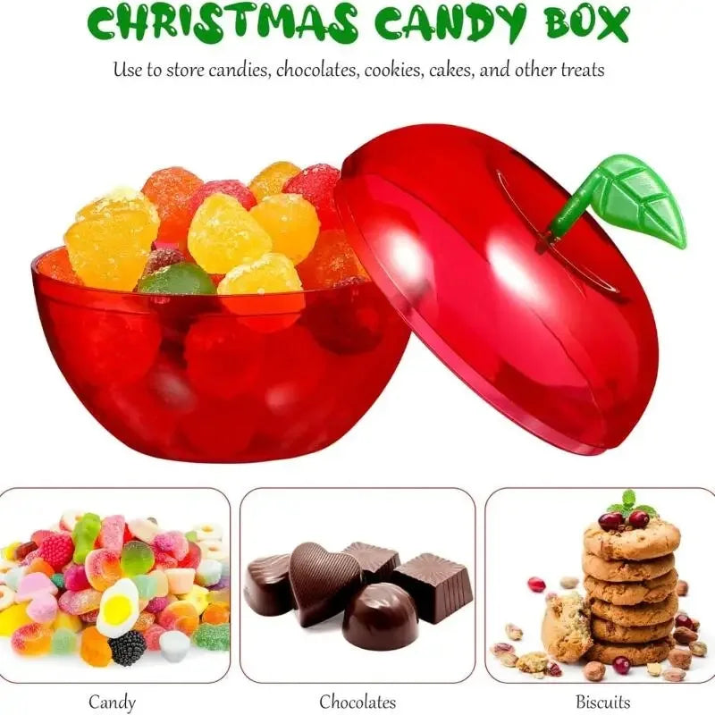 5/10pcs Apple Containers Snow White Decorations Plastic Cookie Jars Red Apple Container Candy Boxes Apples Gift Party Favor
