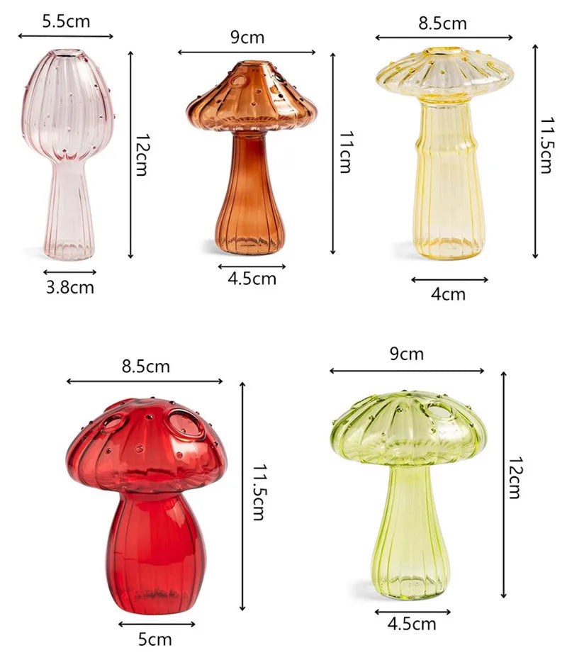 Mini Mushroom Glass Vase Hydroponic Aromatherapy Bottle Hydroponic Flower Plant Decoration Home Nordic Vase Table Creative Vase