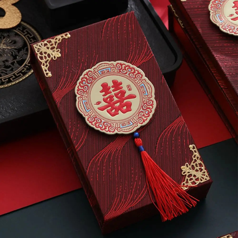 Chinese Wedding Gifted Box High-end Best Wishes Money Pocket Simple Traditional Blessing Red Envelop