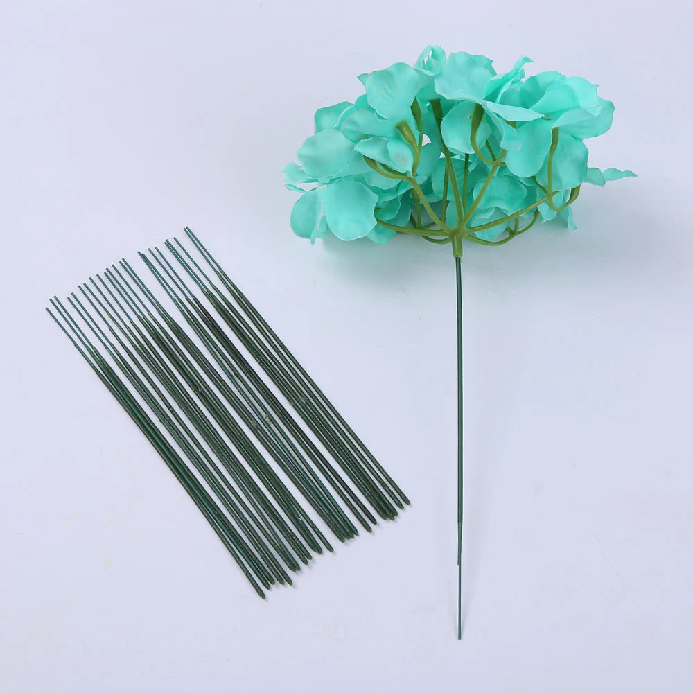 50/200/500pcs Plastic-clad Iron Flower Stem For Artificial Hydrangea Rose 6.69inch Flower Head Stick Rod Wedding Decor Accessory