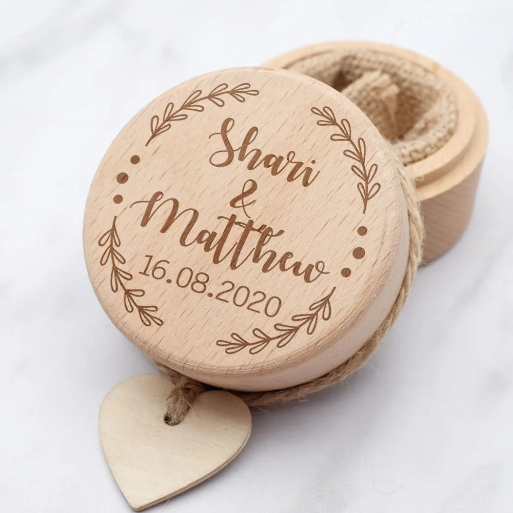 Custom Ring Box Personalized Wedding Ring Bearer Box Proposal Wood Rings Holder Jewelry Organizer Engagement Wedding Decoration