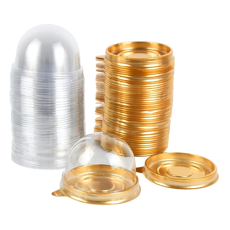 50Pcs Mini Transparent Cake Box Container Muffin Cupcake Dome Pastry Baking Packaging Boxes Wedding Birthday Party Supplies Gift