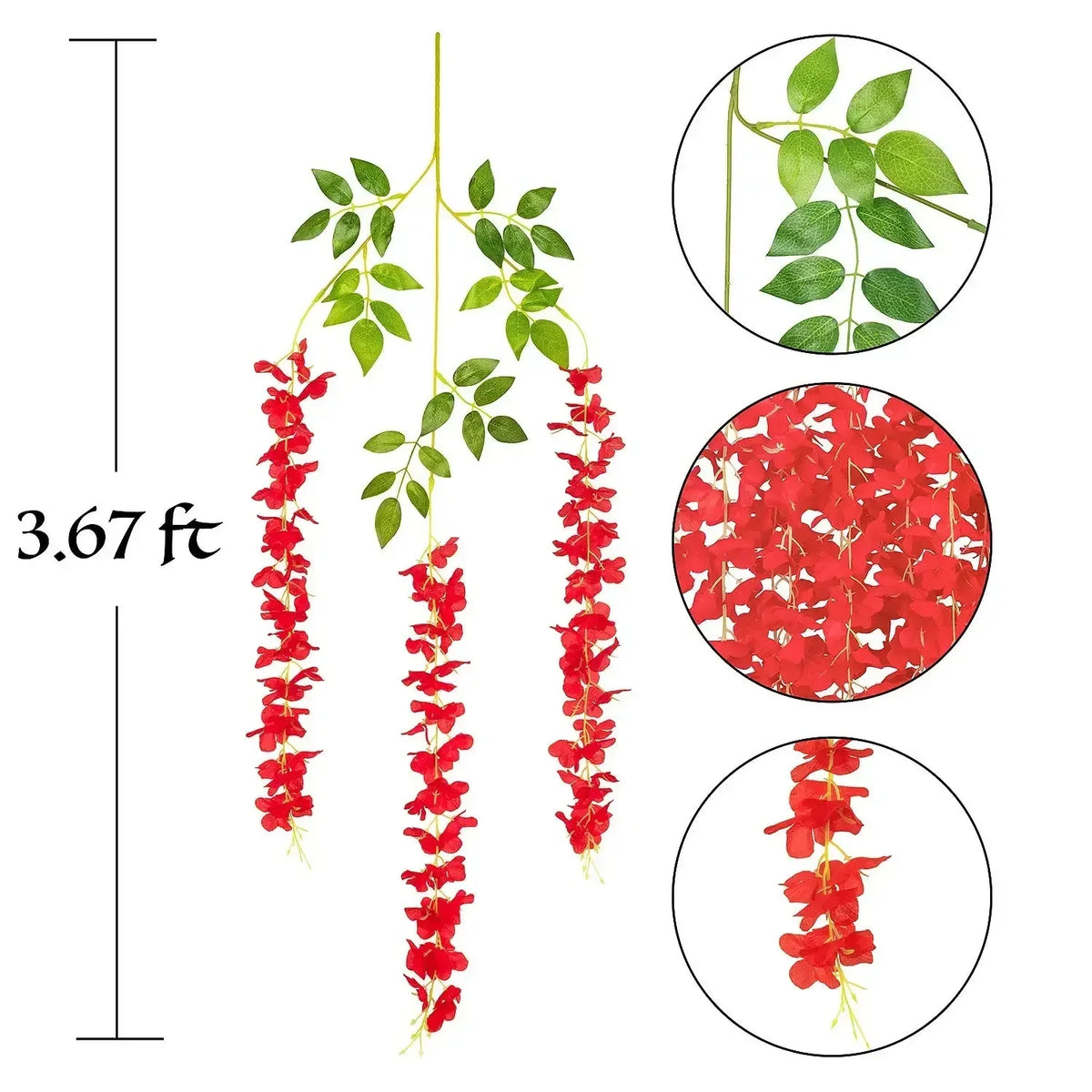 Wisteria Vine Artificial Flowers Wholesale 110cm Trailing Fake Flower String for Home Wedding Party Decor Silk Wisteria Garland