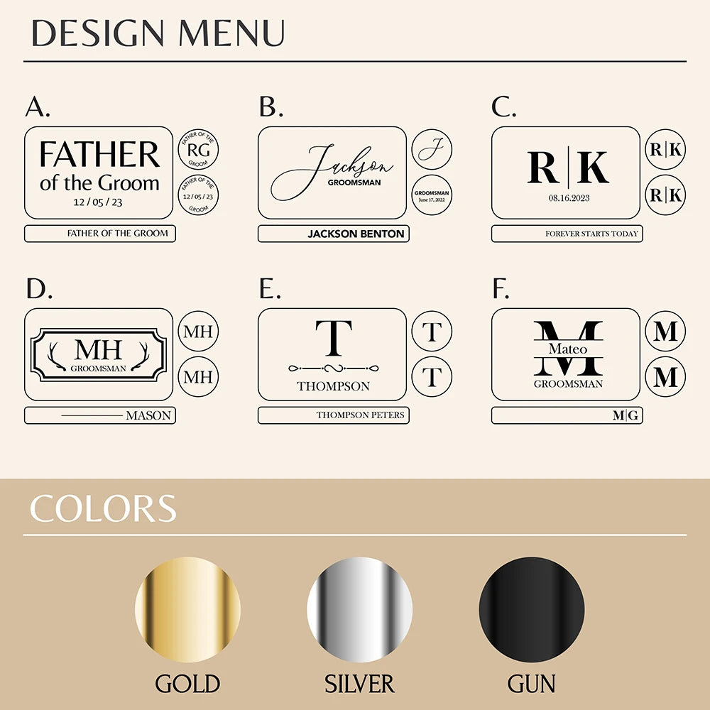 Custom Metal Cufflinks Tie Clip & Rectangle Gift Box Engraved Gift for Dad and Groomsmen Personalized Best Man Cufflinks Set