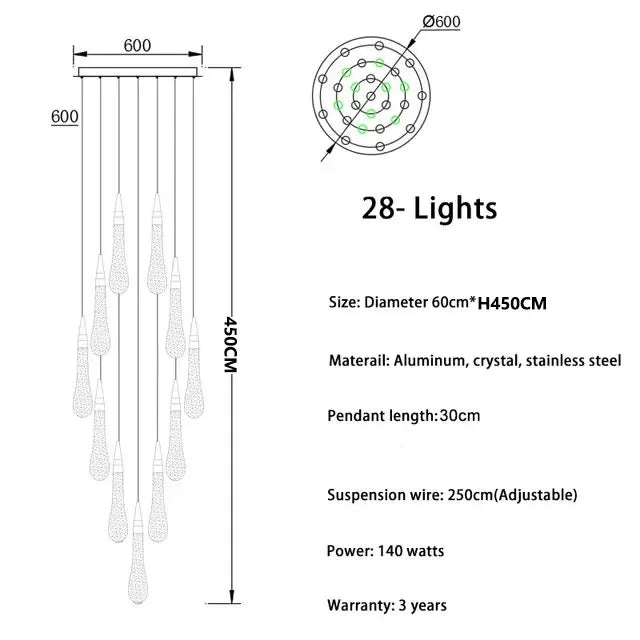 2024 New Modern LED Crystal Chandelier Lustre Restaurant Bar compound Stair Light Living Room Bedroom Lighting Art Lighting