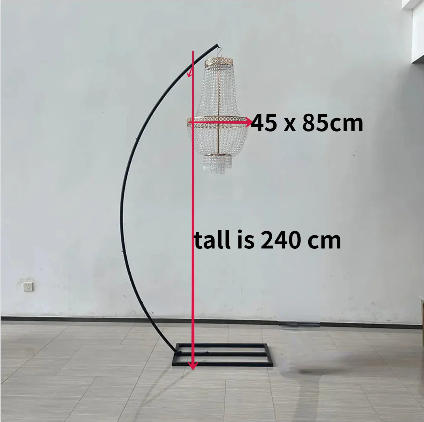 4pcs Luxury Metal Arch Drape with Suspend Chandelier Flowers Arches Wedding Stand Chandelier Display For Party Event Decoration