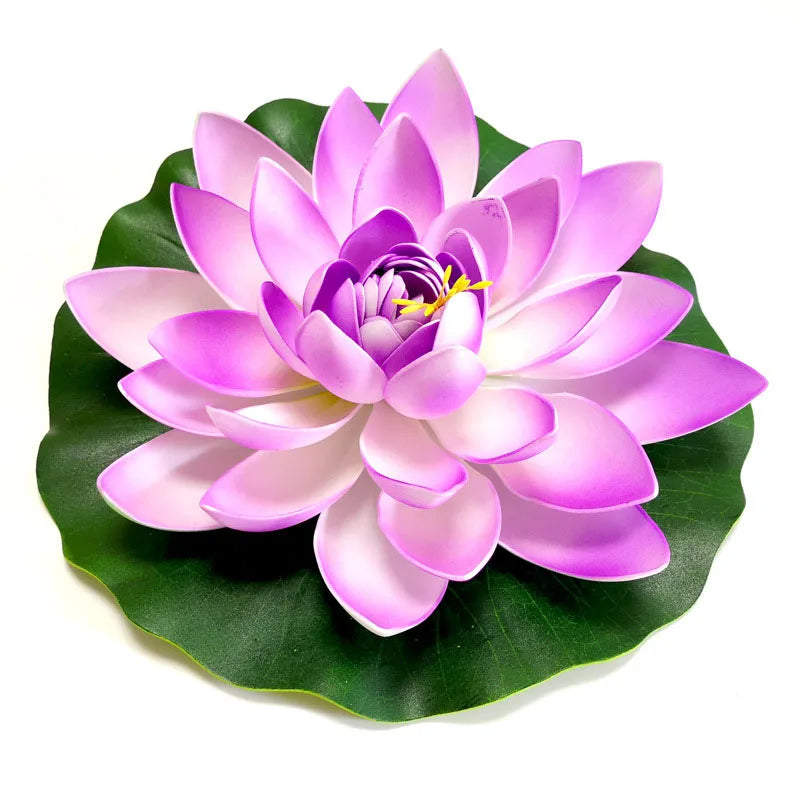 10/17/28/40/60cm Lotus Artificial Flower Floating Fake Lotus Plant Lifelike Water Lily Micro Landscape for Pond Garden Decor