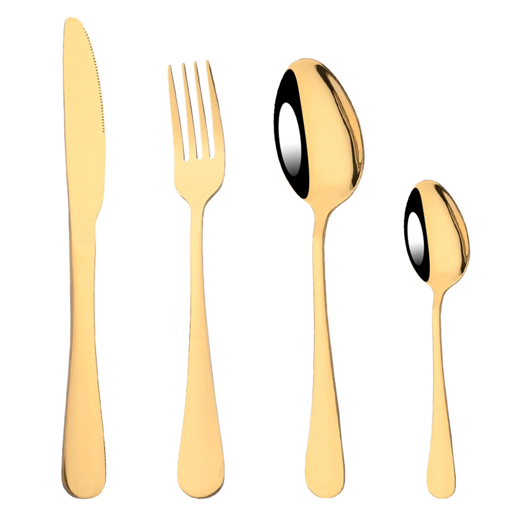 Promotion Dinnerware Set Stainless Steel Colorful Rainbow Gold Knife Fork Teaspoon Dishwasher Safe Silverware Set Cutlery Box