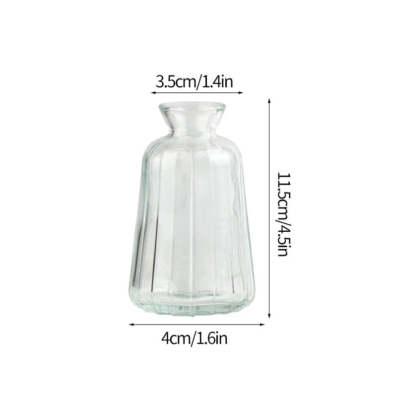 Transparent Glass Vase Retro Class Vase Pot Nordic Flower Bottle Retro Plants Glass Jar Wedding Decoration Home Decor florero