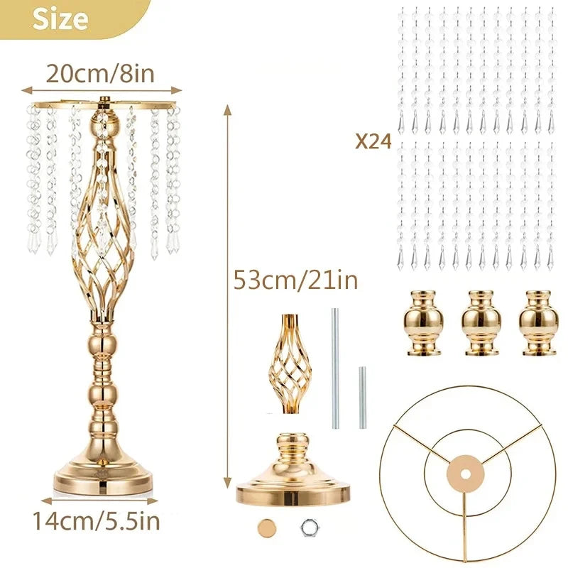 49/53cm Tall Crystal Candle Flower Holder Centerpiece Candle Holder Road Lead Flowers For Wedding Hotel Dining Table Party Decor