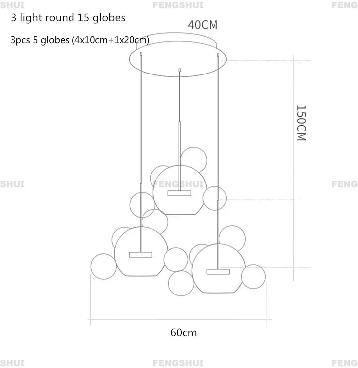 Nordic Decor Led Chandeliers for Living Room Indoor Lighting Bubbles Ball Kitchen Ceiling Chandelier Dining Room Pendant Lamp