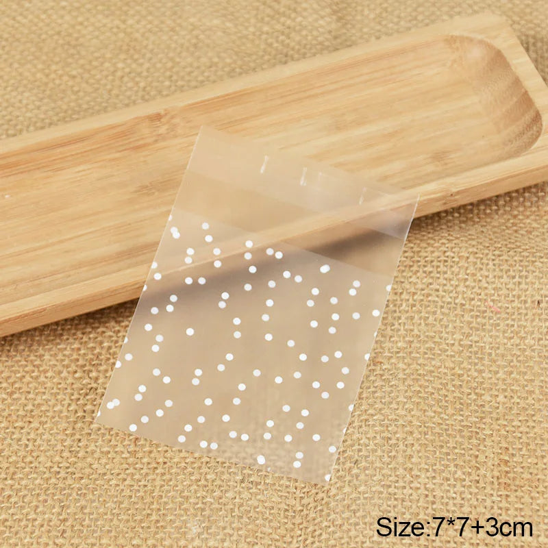 100Pcs Transparent Dot Candy Cookies Self Adhesive Gift Bag Pouches Wedding Brithday Gifts Packaging Bags Biscuits DIY Baking