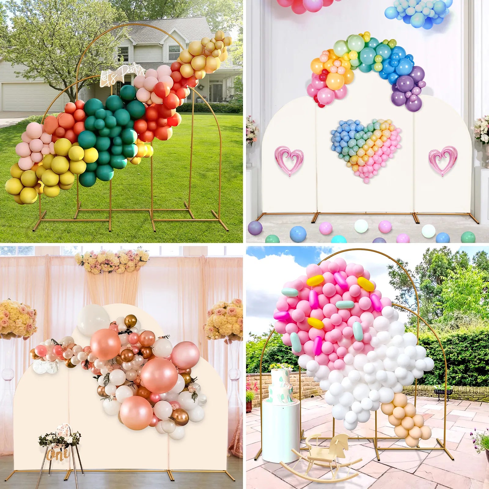 Metal Wedding Garden Arch Easy Assembly Backdrop Stand Balloon Arch Frame for Garden,Yard,Wedding, Birthday Party,Indoor Outdoor