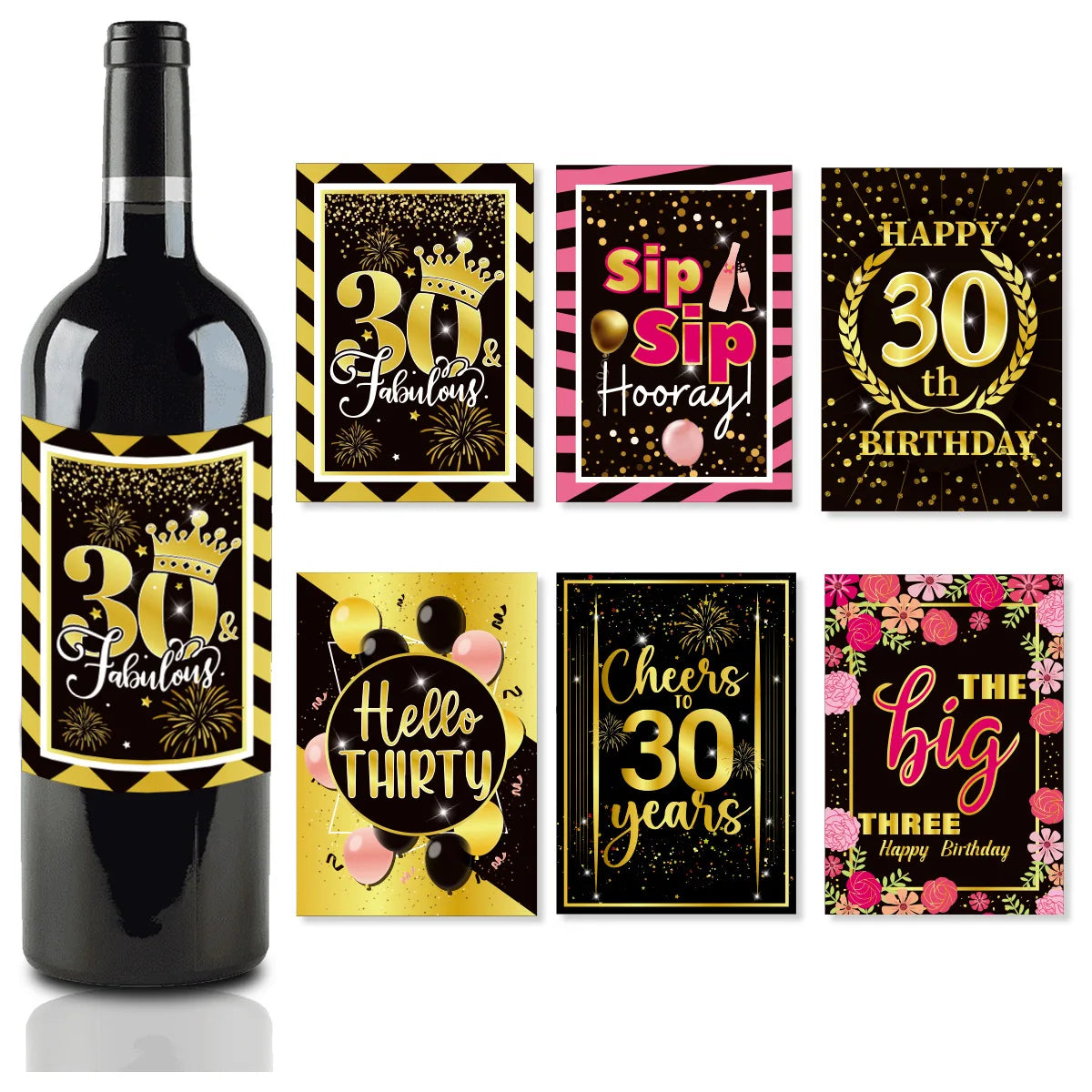 12pcs 30th 40th 50th 60th Birthday Wine Bottle Label Stickers Men Women Birthday Supplies 60 Years Old Happy Birthday Supplies