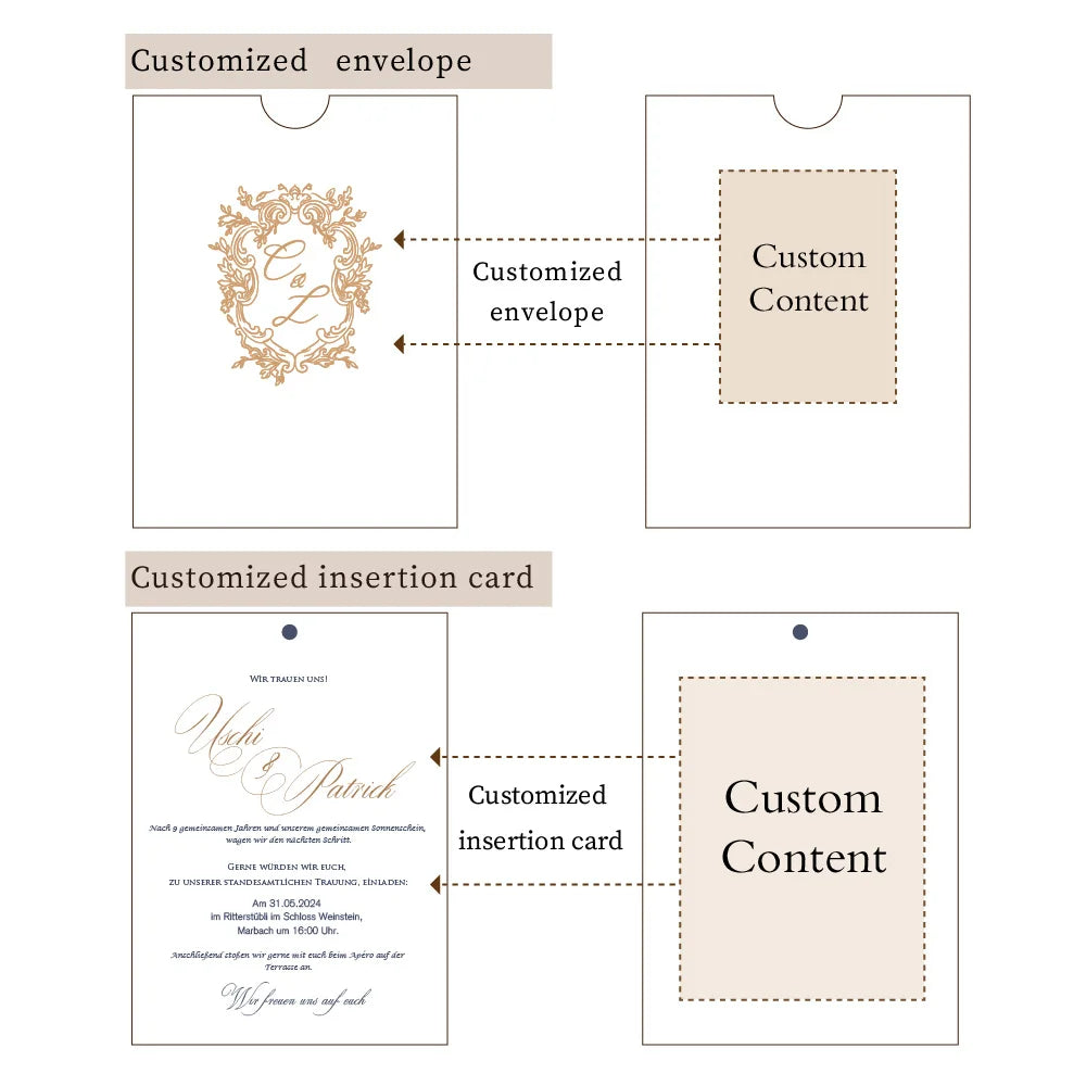 Personalized luxury custom wedding invitation card Champagne velvet material custom logo business invitation card