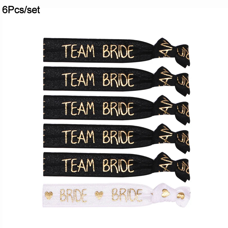 6/11pcs Bachelorette Party  Wristbands Team Bride Bracelet Bride To Be Decoration Hen Party Wedding Supplies Hair Ties