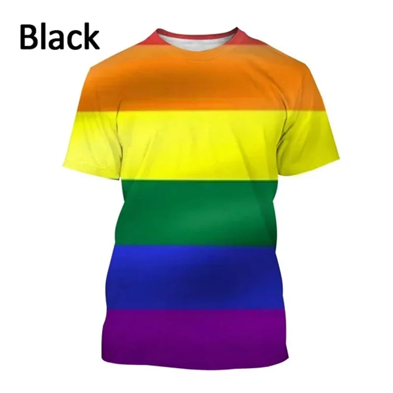 New LGBT Rainbow T Shirt 3D Funny Short Sleeve T Shirt Men And Women LGBTQ Clothing Casual Fashion Print Streetwear Tops Clothes