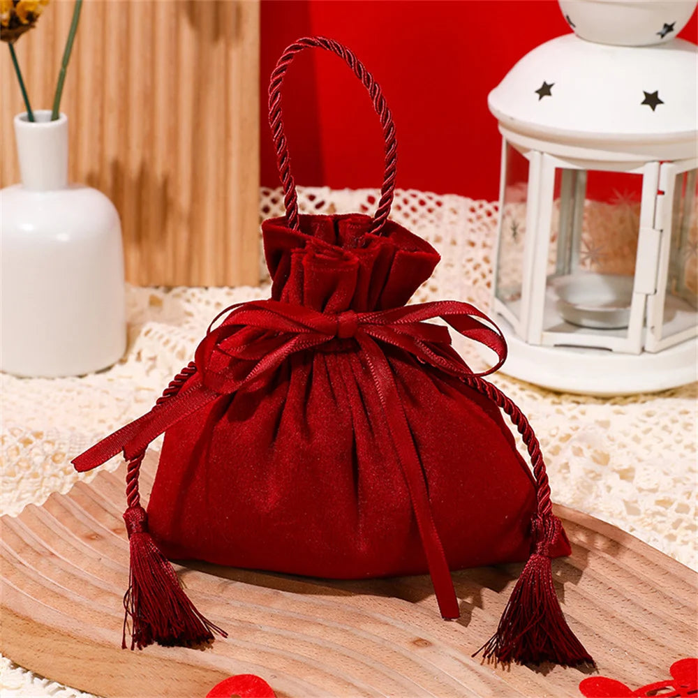 Silk Velvet Drawstring Gift Bag Candy Pouches For Wedding Party Favors Gift Packing Bags Jewelry Organizer Chocolate Candy Bags