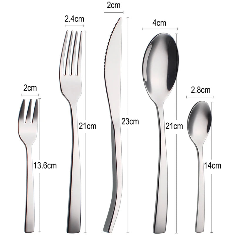Recommended Top Class Elegant Cutlery 5 In 1 Set Stainless Steel Mirror Polish Delicate Utensils Silverware Dinnerware For Home