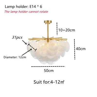 Glass Pendant Match LED Chandelier For Living Room Dining Bedroom Luxury Metal Indoor  Decorations Lighting fixtures