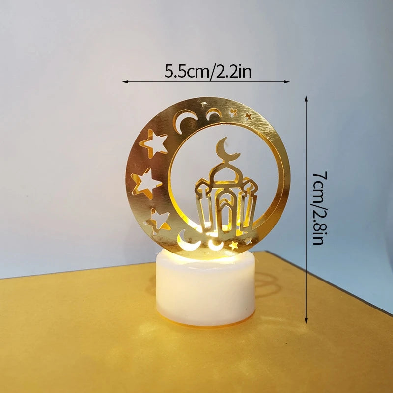 2024 Eid Mubarak Candle Lamp Creative Night Light Lantern Candle Holder Eid Mubarak Islamic Muslim Party Decor  Decorative Lamp