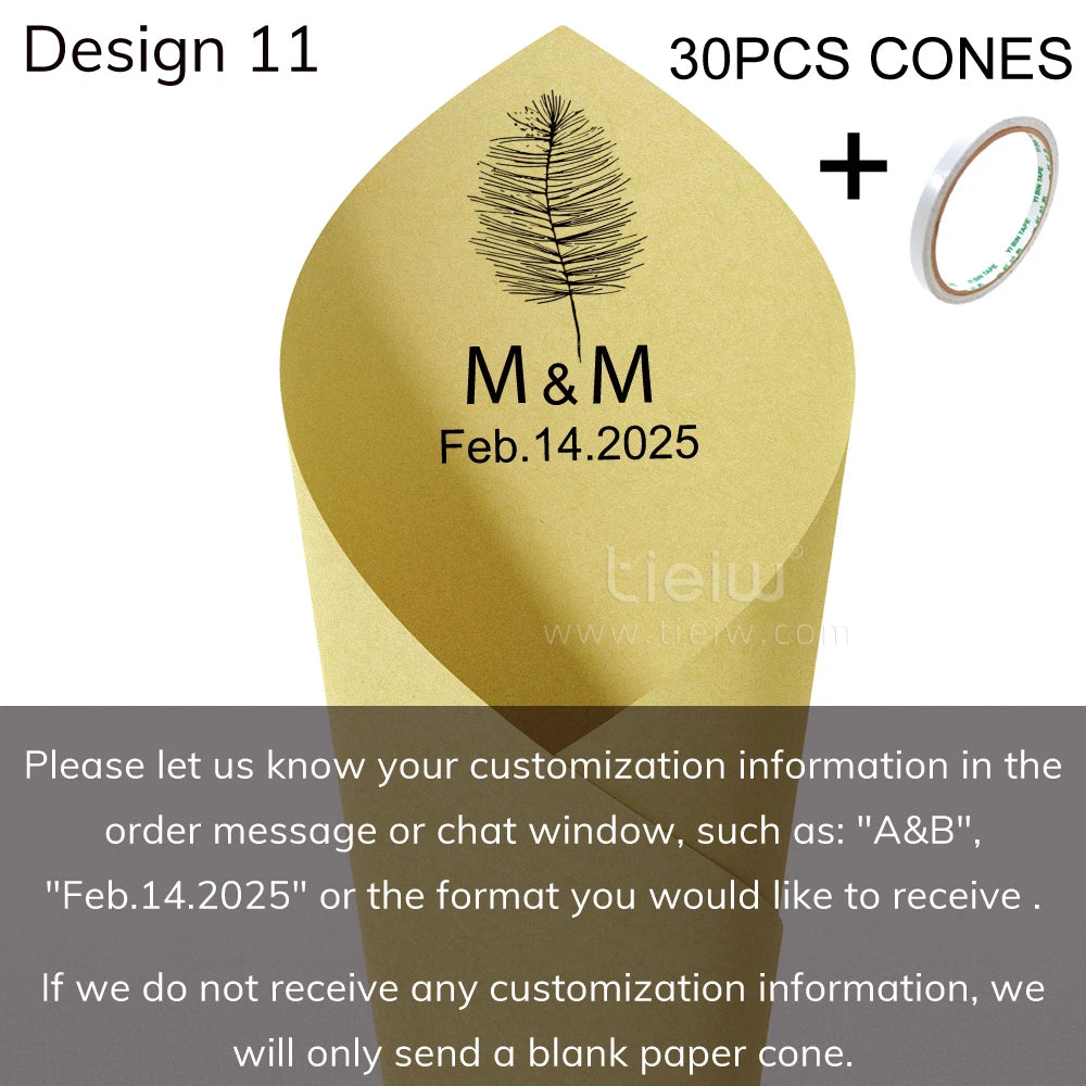 Personalized Wedding Confetti Cones with Names and Date Petal Candy Natural Confetti Customizable for Celebrations Decoration