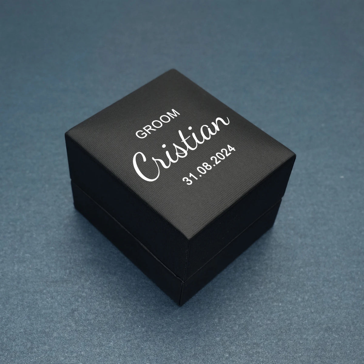 Set of 2 Personalized Wedding Ring Box Custom Names and Date Ring Holder Engagement Proposal Wedding Ceremony Ring Bearer Box
