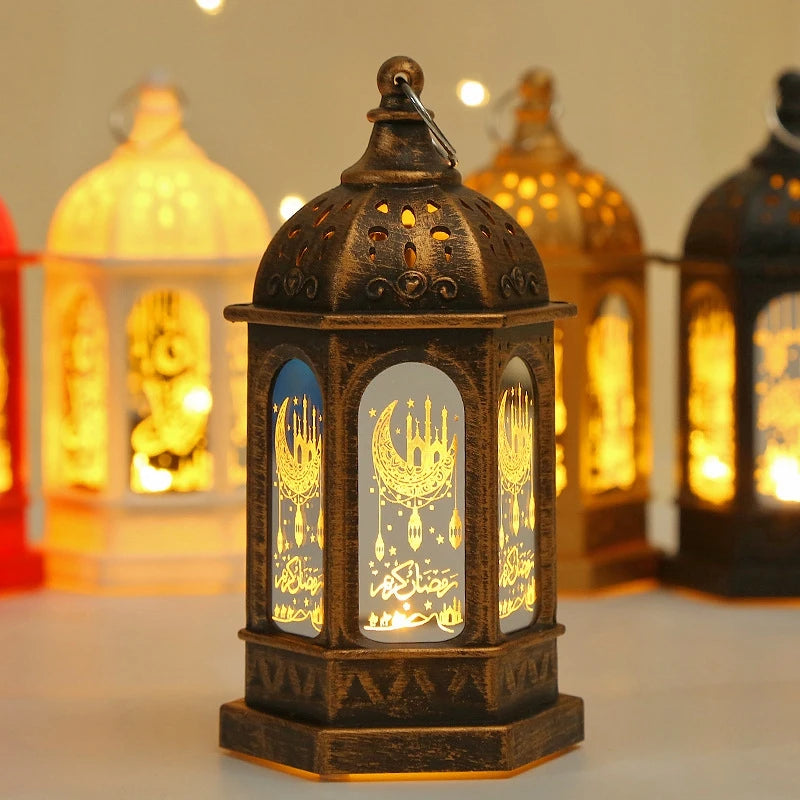 2024 Eid Mubarak Candle Lamp Creative Night Light Lantern Candle Holder Eid Mubarak Islamic Muslim Party Decor  Decorative Lamp