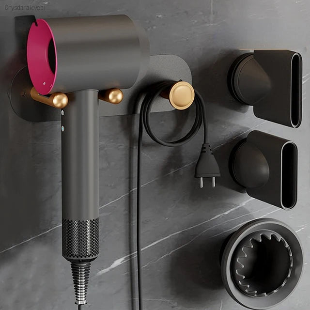 Bathroom Hairdryer Holder Black Gold Storage Rack Wall Mounted  Dryer and Hair Curler Shelf For Dyson Supersonic Hair Dryer Rack