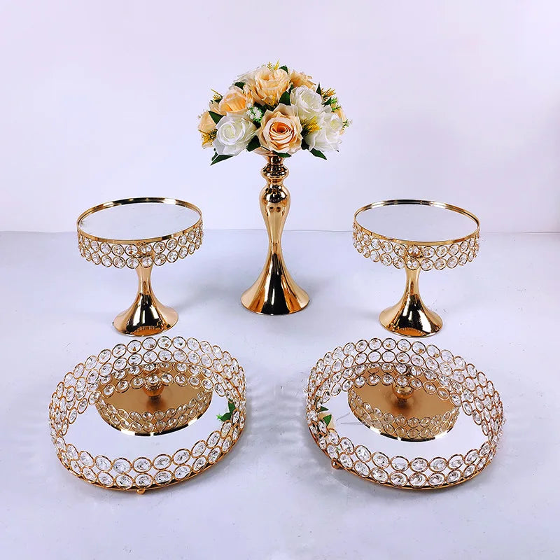 Wedding Centerpieces Party Decoration Table Round Dessert Display Wedding Cupcake Plinth Metal Gold Cake Stand Set