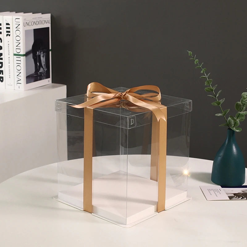 Transparent Packing Box High-Capacity Birthday Wedding Valentine Favor Wrapping Boxes Chocolate Cake Packaging Supplies