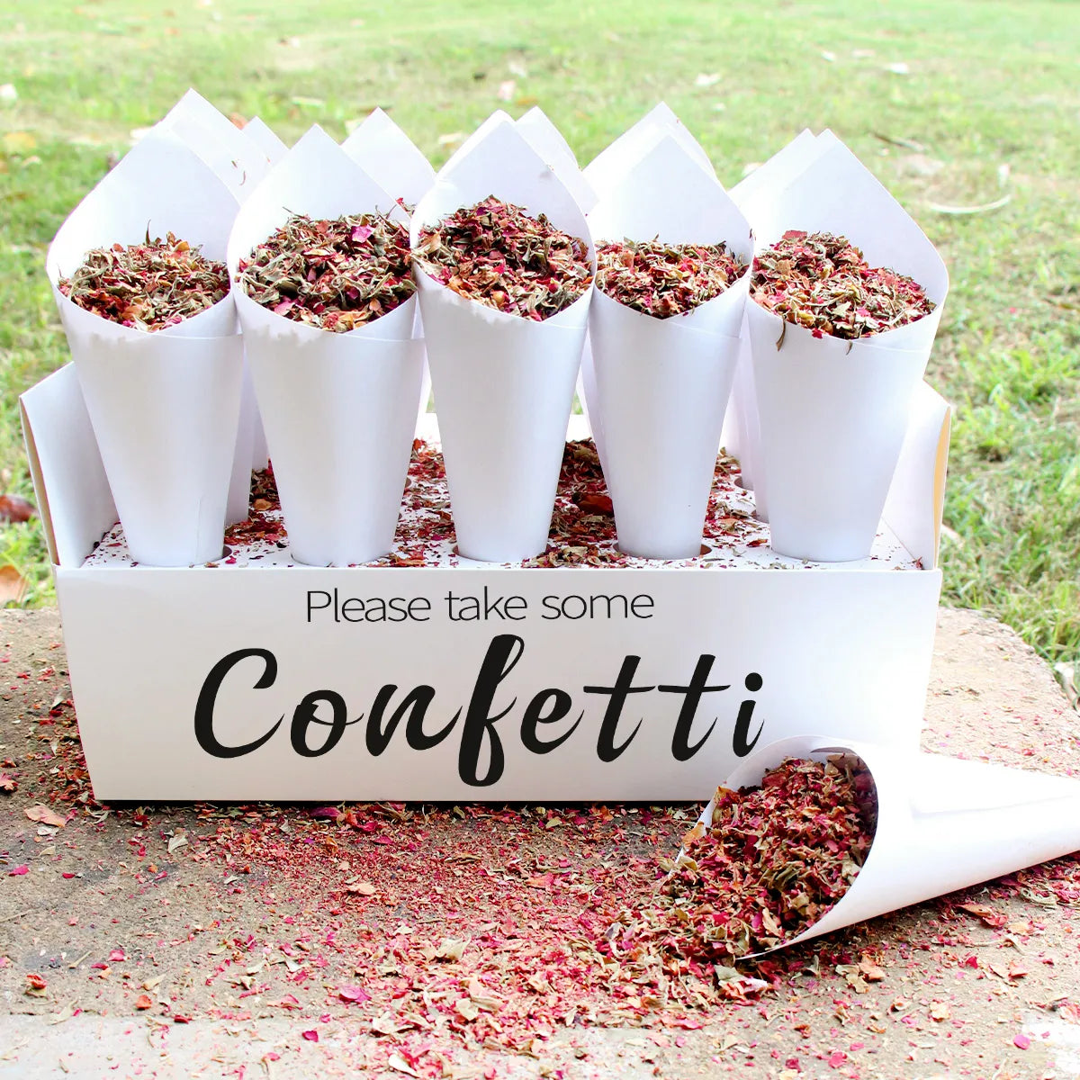 Wedding Kraft Paper Tray Confetti Cone Stand Box Tray For Wedding Decoration Flower Confetti Cones Rustic Wedding Paper Holder