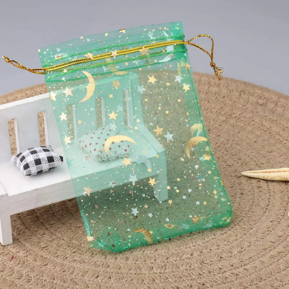 50pcs/lot Moon Star Organza Gift Bag 7x9 9x12 10x15cm Multicolor Gifts Pouches For Wedding Party Candy Bag Jewelry Packing