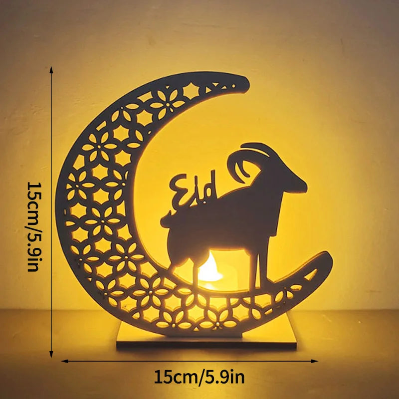 2024 Eid Mubarak Candle Lamp Creative Night Light Lantern Candle Holder Eid Mubarak Islamic Muslim Party Decor  Decorative Lamp