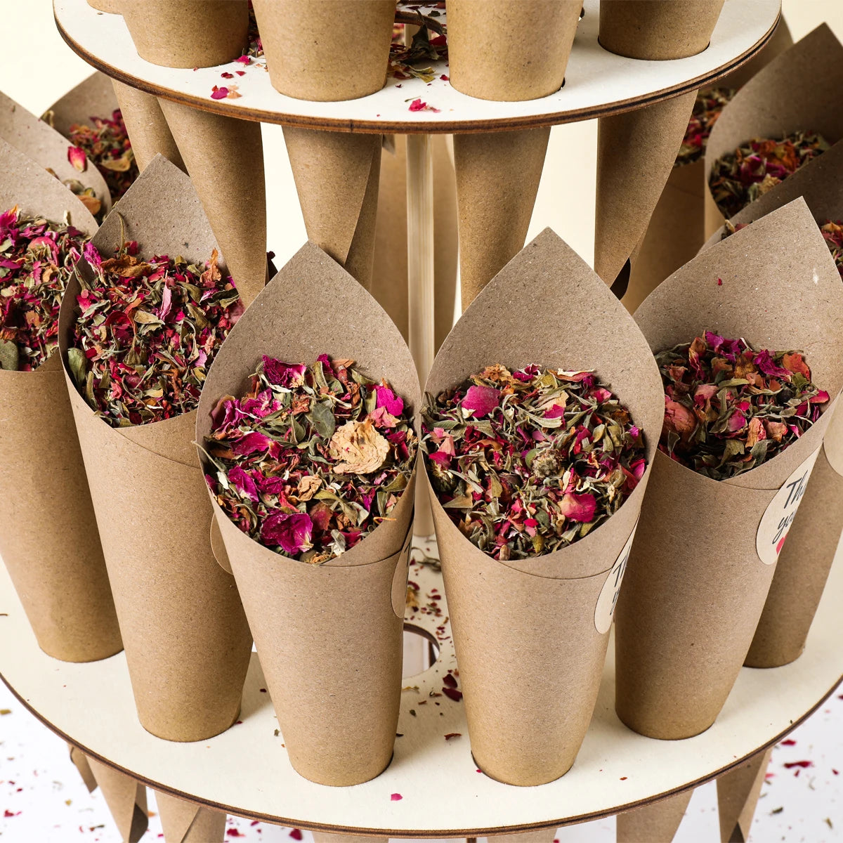 Wood Confetti Cones Wedding Cone Tray Rustic Wedding Decoration Confetti Cones Stand Holder Support Paper Cones Weding Supplies