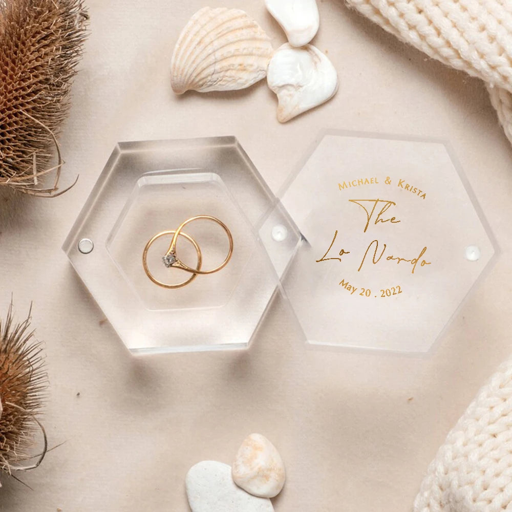 Wedding Ring Box Personalized Acrylic Ring Box,Custom Names and Date Ring Holder,Wedding Gift Bridal Shower Gift