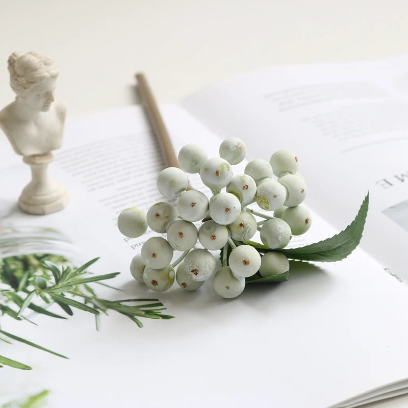 Berry Artificial Flowers Bouqute Plastic Fake Flowers For Home Decor Christmas Garden Wedding Decoration Faux Plant Accessories