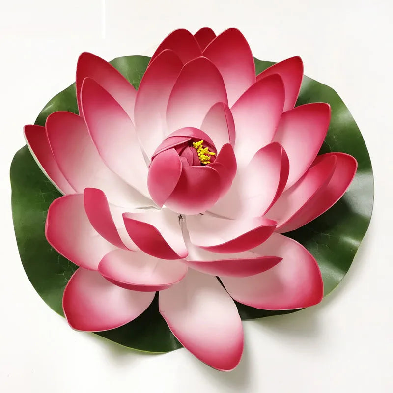 10/17/28/40/60cm Lotus Artificial Flower Floating Fake Lotus Plant Lifelike Water Lily Micro Landscape for Pond Garden Decor