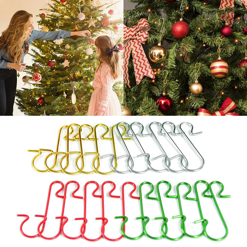 50/100pc Mini Metal S Shape Christmas Hook DIY Christmas Tree Decoration Stainless Steel Hook For Christmas Home Party Supplies