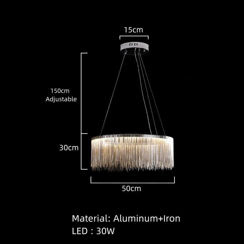 Beautiful Art Deco Pendant Light Aluminum Chain For Parlor Bedroom Restaurant Hanging Lamp Dropshipping Silver Metal
