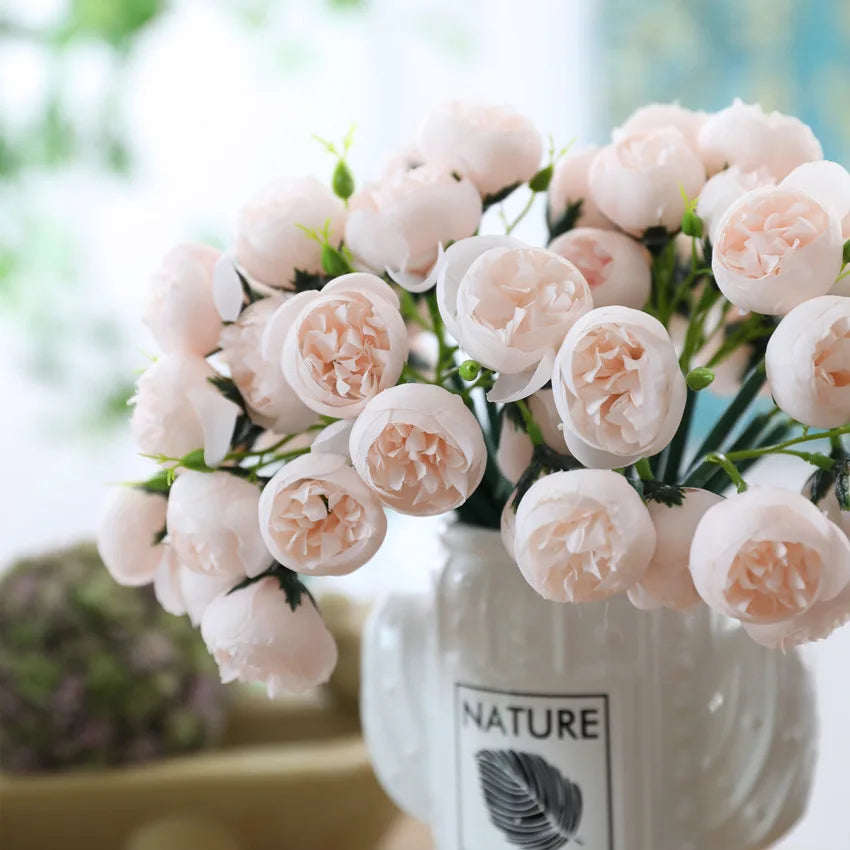 27 Heads Artificial Rose Peony Flowers Bridal Bouquet for Home Party Table DIY Decor Fake Flowers Wedding Decoration Flowers