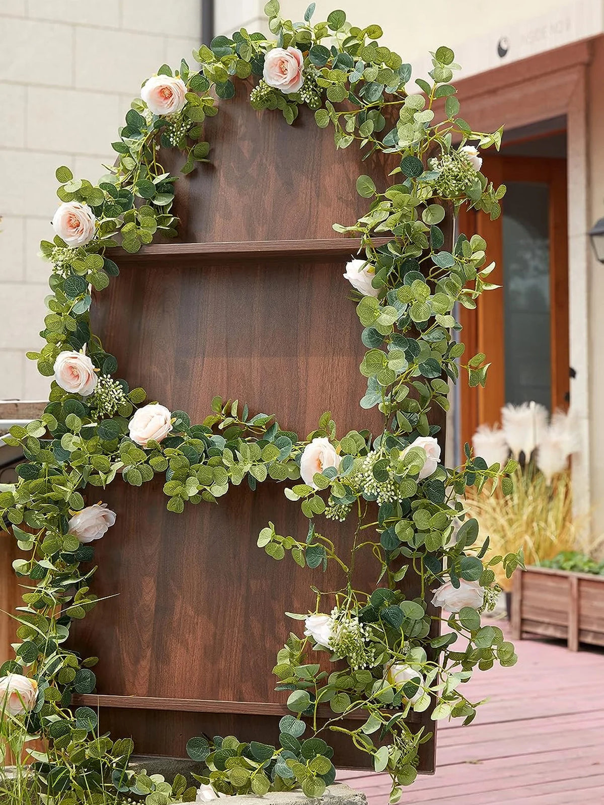 1pc Artificial Eucalyptus Rose Flowers Vine Gypsophila Floral Greenery Garland for Wedding Spring Home Party Craft Table Runner