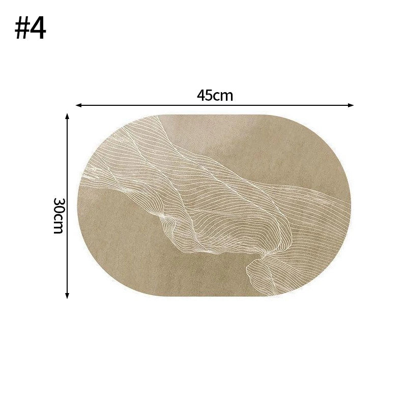 Kitchen Oval Shape Placemats Pu Leather Dining Insulation Mat Non-slip Tableware Mug Coaster Kitchen  Nordic Home Decor