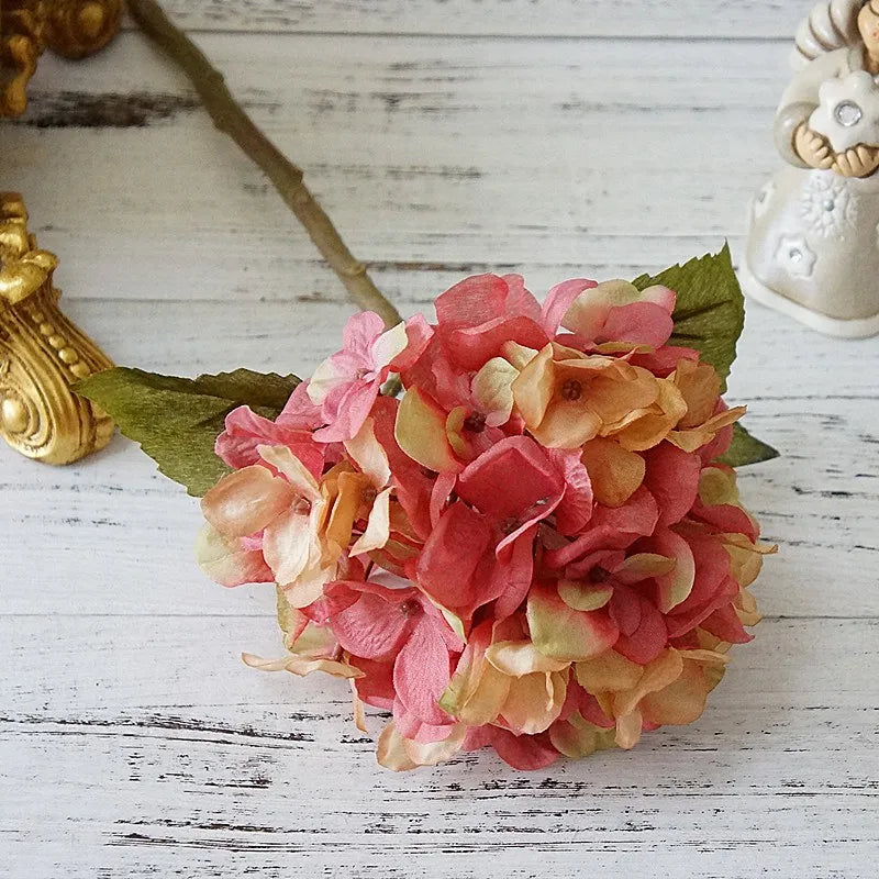 1 Bundle Silk Hydrangea Autumn Vase for Home Decor Valentine's Day Wedding Bridal Bouquet Wall Setting Artificial Flowers Cheap