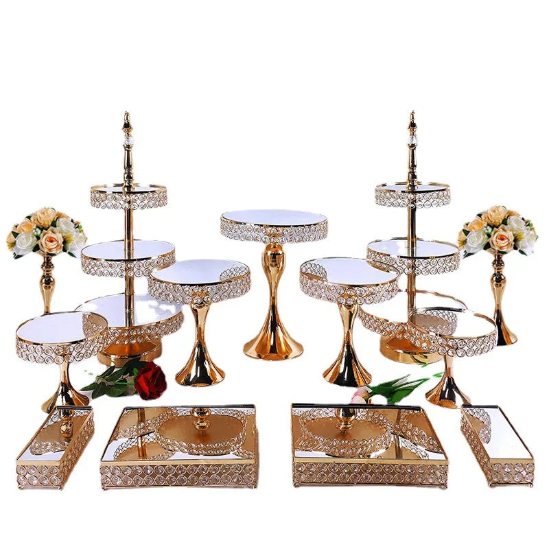 Wedding Centerpieces Party Decoration Table Round Dessert Display Wedding Cupcake Plinth Metal Gold Cake Stand Set