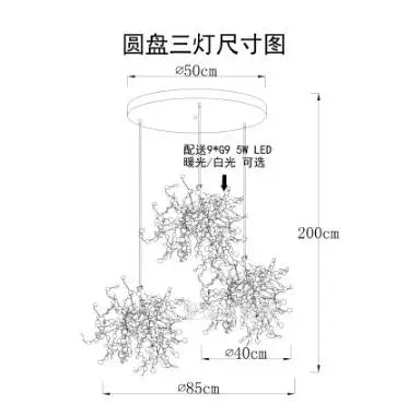 Nordic Modern Personality Stainless Steel Chrome Leaf LED Chandelier Living Room Lamp Bar Table Lamp Dining Room Chandelier