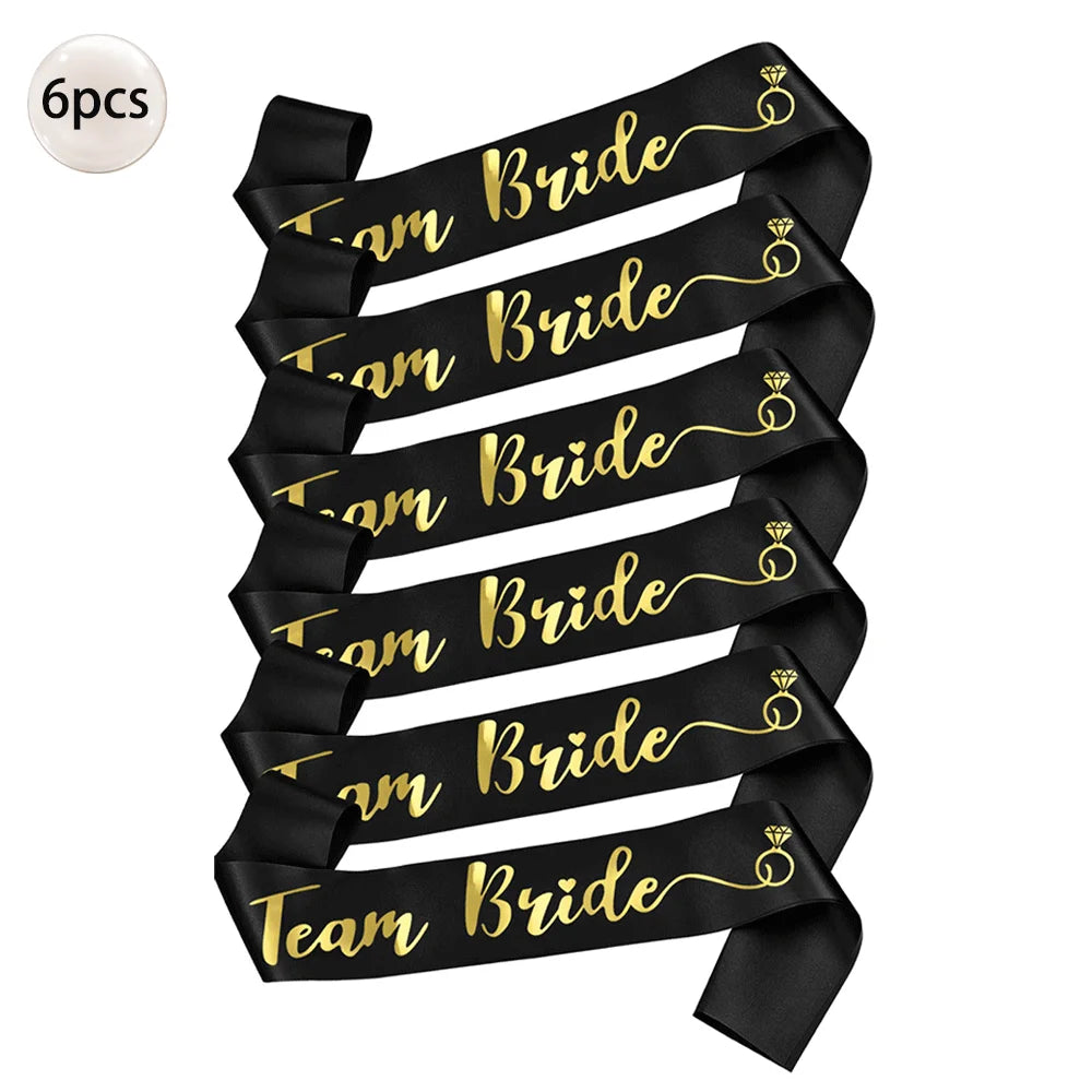 Bride to Be Bachelorette Party Sash with Gold Foil Lettering Bridal Shower Wedding Engagement Team Bride Sash Hen Party Supplies